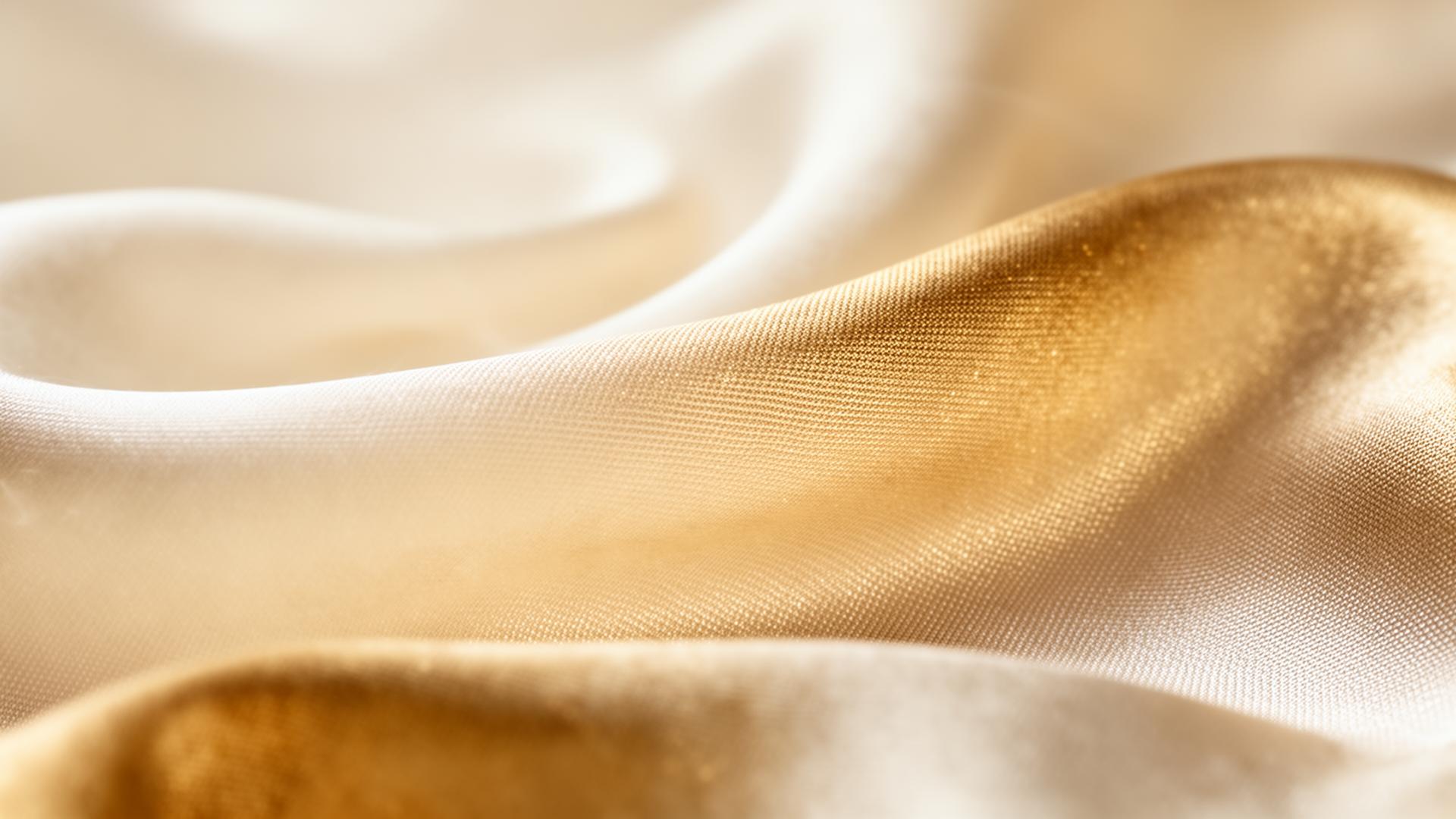 Flowing golden silk fabric